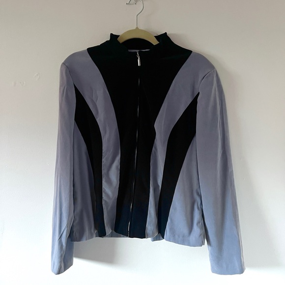 Vintage Jackets & Blazers - Vintage Black and Gray Leather Jacket
